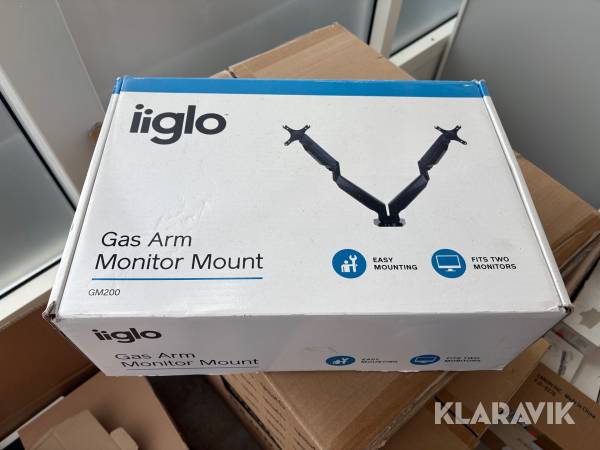 Monitorfäste Gasarm för dubbla skärmar iiglo GM200 10-30"